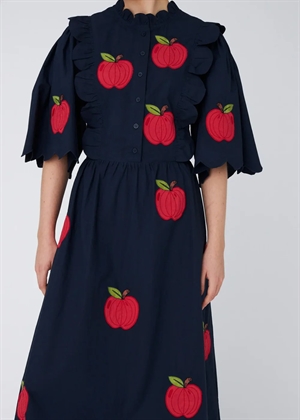 Embroidered cotton midi kjole Navy Stella Nova 